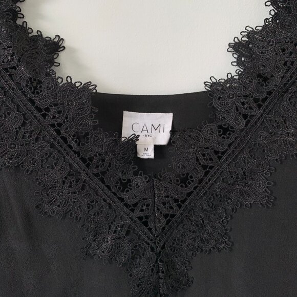 CAMI NYC | 100% Silk Camisole black lined - Picture 2 of 11